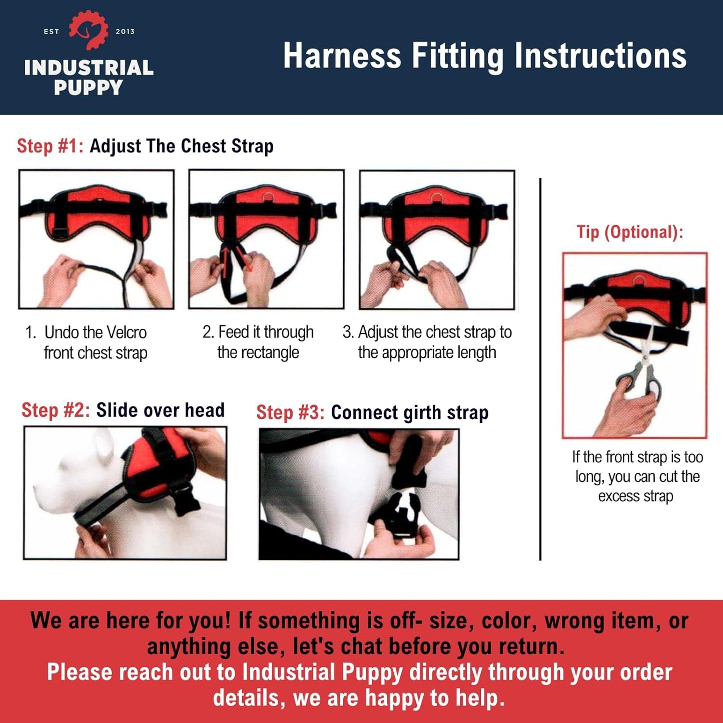 Service Dog in Training Vest Harness, Small 19.5-25 in Red | Durable & Adjustable Vest for Dog with Reflective Straps, Removable Patches, Handle & D-Ring, Travel and Daily Use