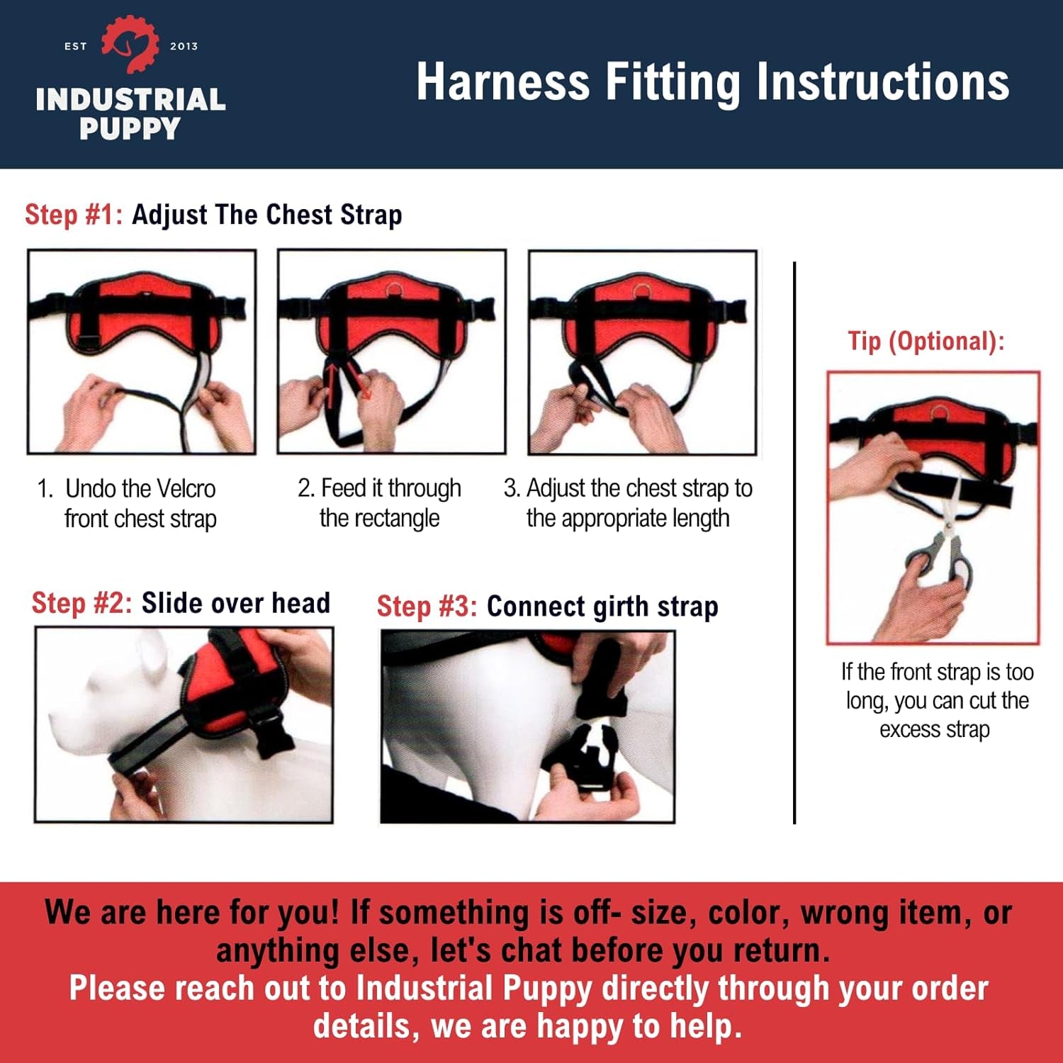 Service Dog in Training Vest Harness, Small 19.5-25 in Red | Durable & Adjustable Vest for Dog with Reflective Straps, Removable Patches, Handle & D-Ring, Travel and Daily Use